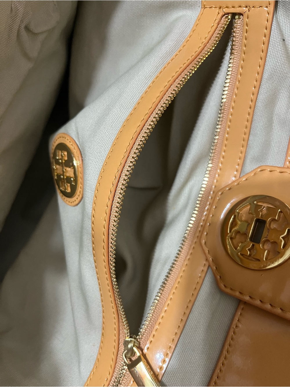 Tory Burch Woven Straw Tote with Gold Chain Handles - Tan - Picture 9 of 11